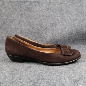 Softspots Shoes Womens 7.5 Loafer Pumps Low Heel Slip On Brown Closed Toe Bow